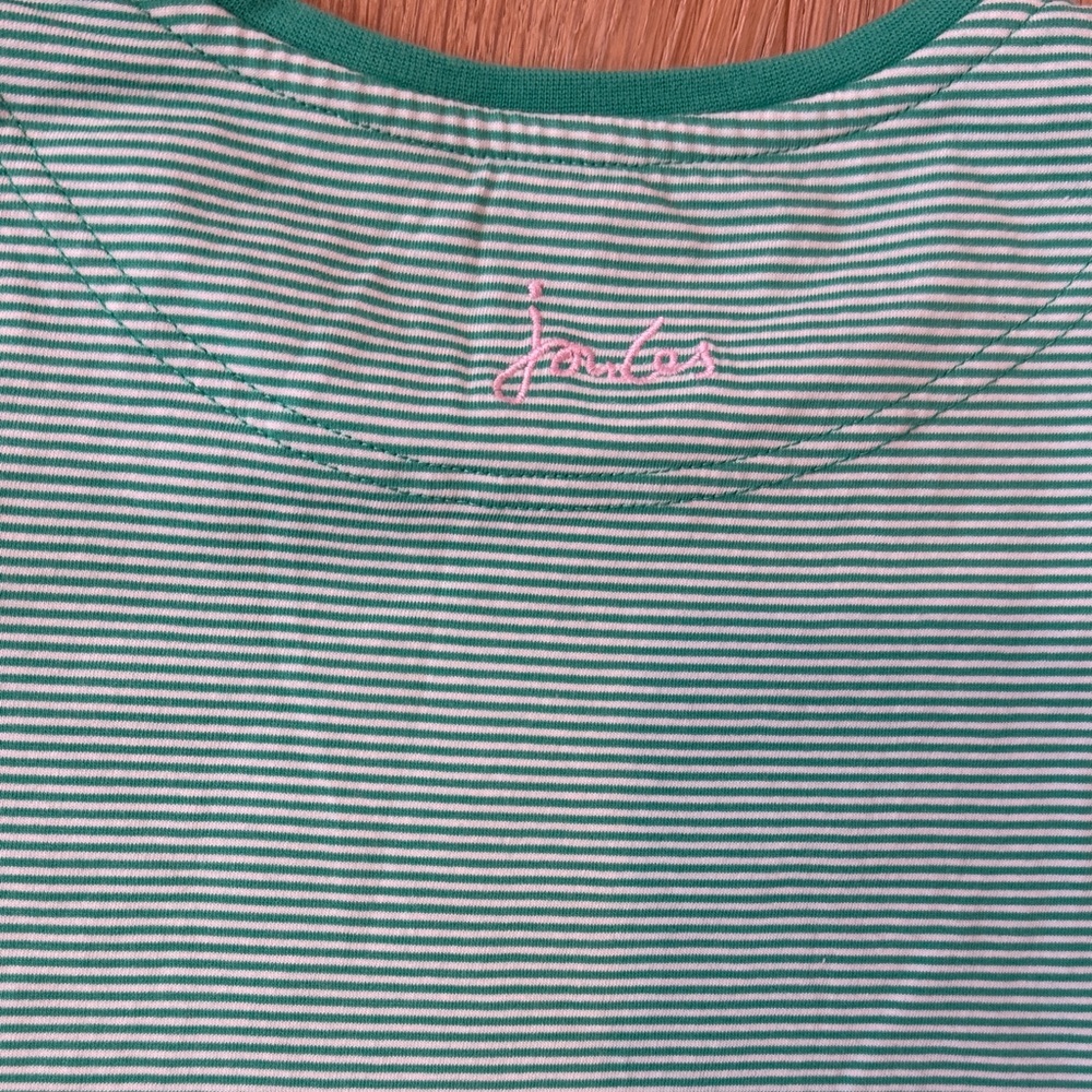 Joules Mint Green Striped Short Sleeve Girls Tee with Sequin Seahorse size 7 - Picture 8 of 8
